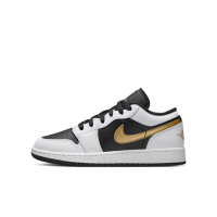 NIKE 耐吉 男女大童休閒鞋-白黑金 AIR JORDAN 1 LOW (GS)-553560172
