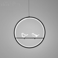 現代簡約led餐廳吊燈圓形小鳥創意走廊過道玄關吧臺服裝店燈具