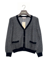 【POONE】日系風格針織長袖外套#黑-黑