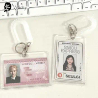 Acrylic Photocard Holder Kpop Idol Card Holder Transparent Photo Sleeves Portable ID Bus Card Protector Pendant Keychain