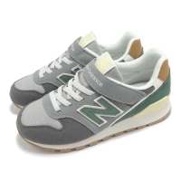 【NEW BALANCE】休閒鞋 996 中童 寬楦 灰 綠 麂皮 經典 魔鬼氈 小朋友 運動鞋 NB(YV996RB3-W)