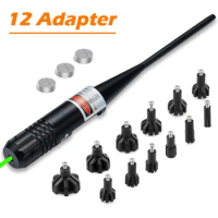 Green Laser Bore Sighter Kit for .177 to .64 Caliber for Pistol Rifle Shotgun Laser Sight Boresighter Collimator with 12 Adapter