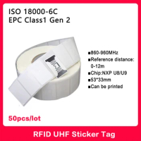 50PCS UHF RFID tag 18000-6C 860-960MHz RFID UHF Sticker Label Tag NXP U8 chip Electronic label 915 MHz High Quality Smart Tags