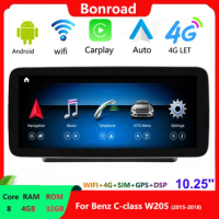 Bonroad 10.25'' Benz W205 Android Car Radio for Mercedes Benz C Class W205 GLC Class X253 W446 2015-2018 NTG 5.0 Multimedia GPS