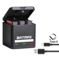 Batmax For GoPro 7 USB Triple charger box with Type C port for GoPro7 Gopro 6 5 Gopro 8 battery