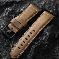 Handmade German Light Cowhide Leather Watchband For Iwatch Apple Watch Ultra Genuine Leather Strap S8 S7 49MM Men Watch Bracelet