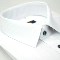 【金安德森】白色斜紋黑釦吸排窄版長袖襯衫