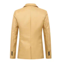 Suit Top Single-breasted Washable Streetwear Pure Color Lapel Blazer Men Suit Coat for Party