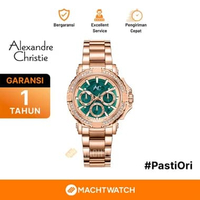 Jam Tangan Wanita Alexandre Christie AC 9205 BF BRGGNDR Ladies Green Dial Rose Gold Stainless Steel 