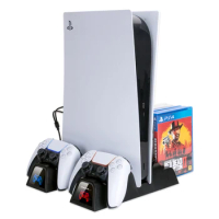 For PS5 Vertical Stand with Cooling Fan Dual Controller Charger Charging Station For SONY Playstation 5 Cooler