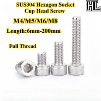 Skru Kepala Cawan Soket Heksagon, SUS304, Bolt Kepala Cawan Soket Heksagon, Benang Penuh, Panjang 6m
