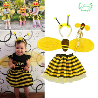 ชุดแฟนซีฮาโลวีนสำหรับเด็ก ชุดปาร์ตี้ พร้อมสต็อก-4Pc Bumble Bee น้ำผึ้ง เด็กผู้หญิง นางฟ้า