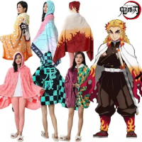 Demon Slayer Shawl Blanket Gown Kimetsu No Yaiba Shinobu Nezuko Cosplay Prop Anime Women Pajamas Adult Bathrobe Comfy Homewear