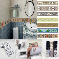23 Styles Self-adhesive Waist Line Decorative Strip Bathroom Skirting Line Floor Tiles Waterproof Peel &amp; Stick Wall Sticker Bath