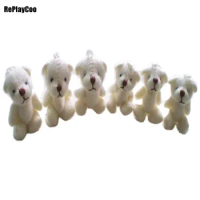 50pcs/lot Mini Teddy Bear Stuffed Plush Toys 3/4cm Small Bear Stuffed Toys white pelucia Pendant Kids Birthday Gift Decor 008
