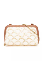 Celine 二手 Celine Triomphe 塗層帆布鏈條手拿包