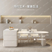 Kaiyan/Cream Style Home Telescopic Island Table Table/French high-end white slate guide table cooking table