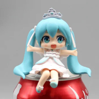 New Hatsune Miku Anime Figure Q Version Bean Eye Sitting Posture Miku Doll Action Figure Car Mounted Pendant Collect Ornaments