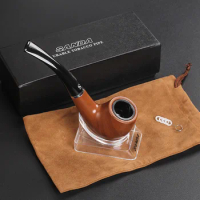 Men's Gift Smoking Tobacco Pipe Filter Pipes Traditional Bent Smoking Pipe Smoke Accessory With Rack &amp; Box