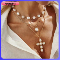 [พร้อมส่ง] FUYE83644 3Pcs/Set สไตล์โบโฮ สร้อยคอไข่มุกเทียม สง่างาม งดงาม สร้อยคอแบบหลายชั้น ใหม่ โซ่