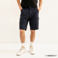 Hang Ten-男裝-REGULAR FIT斜紋口袋短褲-深藍