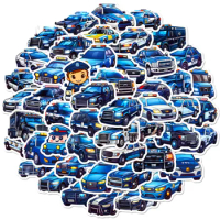 50pcs Kids Cartoon Police Car Suitcase Toy Box Scooter Notepad Waterproof Sticker