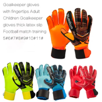 Goalkeeper gloves with fingertips adult children goalkeeper gloves thick latex slippery football training
