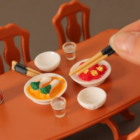 5Pcs 1/12 Dollhouse Simulated Chinese Food Wine Bottle and Glass Set Mini Kitchen Food Toys Model Dolls House Decor Accessories