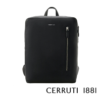 【Cerruti 1881】義大利頂級小牛皮後背包(黑色 CEZA06579M)
