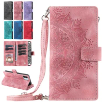 Zipper Wallet Multi Card Slots Case For Sony Xperia 1 V 2023 10 V 2023 1 II 5 III 5 iii 10 IV Flip Phone Cover With Long Strap