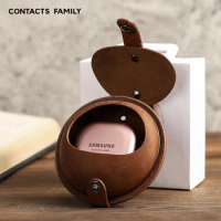 Genuine Leather Bluetooth Earphon Case For Samsung Galaxy Buds Live Multi-function Creative Luxury Retro Leather Protective Case