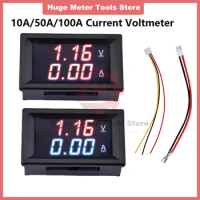 0.28”DC4V-30V Mini Digital Voltmeter Ammeter 10/50/100A LED Panel Amp Volt Voltage Current Meter with Built-in Calibration Chip