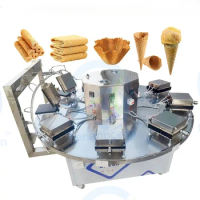 Automatic four head ice cream cone wafer biscuit machine/rotary ice cream waffle cone maker machine price for making ice cream