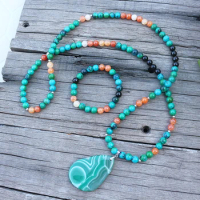 8mm Stone Beads,Dyed Azurite, Orange Onyx,JapaMala Sets,Spiritual Jewelry,Meditation Beads,Inspirational Necklace,108 Mala Beads