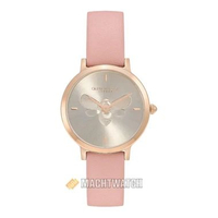 Jam Tangan Wanita Olivia Burton Signature Bee 24000018 Ultra Slim Silver Metalic Dial Pink Leather S