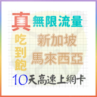 【AOTEX 奧特克斯】10天新加坡上網卡馬來西亞上網卡真無限高速流量吃到飽(手機卡SIM卡網路卡預付卡)