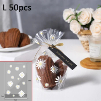 50/100Pcs Daisy Candy Bags Transparent Flower Cookie Baking Bag For Wedding Birthday Party DIY Gifts Wrapping Supplies