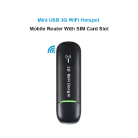 Mini USB 3G WiFi Hotspot 3G Mobile Router Mobile WiFi USB Dongle Wireless WCDMA Modems With SIM Card Slot(Black/White)