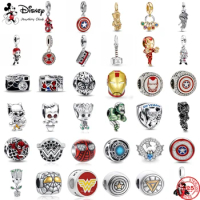 Disney 925 Sterling Silver Diy Fine Charm Fits Original Pandora Spider Man Bracelet Movie Anime Character Spider Man Charm Beads