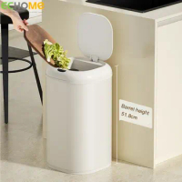 ECHOME 30L New Smart Sensor Trash Can Stainless Steel Kitchen Wastebasket Kick Avoid Bending Waterproof Bathroom Garbage Can