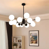 Modern Glass Chandelier lighting E27 Nordic Pendant Lamp For Living Room Glass Magic Bean Pendant Light