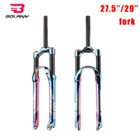 BOLANY Colorful 27.5''/29'' Bicycle Air Fork Straight Tube Manual Lockout Alloy QuickRelease Bike Suspension Mtb Accessories