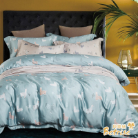 Betrise草泥馬樂園-藍  加大-植萃系列100%奧地利天絲四件式兩用被床包組