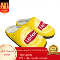 Lipton Iced Tea Drink Home Cotton Slippers Mens Womens Plush Bedroom Keep Warm Shoes Thermal Indoor Slipper Customized Shoe