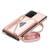 Wallet for Samsung Galaxy S24 S22 S23 S21 FE Note 20 Plus Ultra A52 A52s A72 A54 A53 5G Case Card Holder Lanyard Strap Crossbody