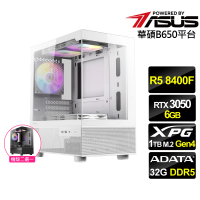【華碩平台】R5六核RTX 3050{紫霄騎士}電競機(R5 8400F MPK/B650/32G D5/1TB)