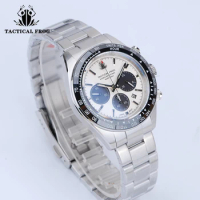 Tactical Frog Men's Chronograph Wristwatch 41mm White Dial Sapphire VS75A Quartz Movement Diver's Watch 20Bar Waterproof Clock