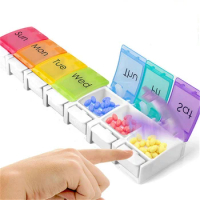 Pill Organizer for Travel Weekly Pill Box 7 Day Pill Case Daily Medicine Organizer 7 Compartments Pill Container