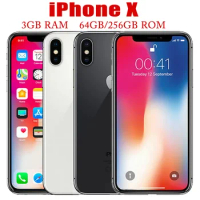 Original Apple iPhone X Face ID 64GB/256GB ROM 5.8" 3GB RAM 12MP Hexa Core iOS A11 Dual Back Camera 4G LTE Unlocked Smart Phone