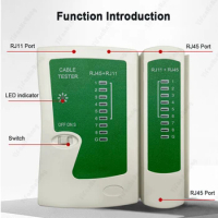 Multifunctional Network Cable Tester RJ45 Ethernet Cable Tester Lan Test Tool for Cat5 Cat6 8P 6P Cable and RJ11 Telephone Cable
